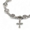 Bracelet sur -eacute-lastique en m-eacute-tal de couleur argent-eacute- de Saint Benoit avec croix -Oslash- 9 mm