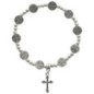 Bracelet sur -eacute-lastique en m-eacute-tal de couleur argent-eacute- de Saint Benoit avec croix -Oslash- 9 mm