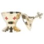 Brûle-encens doré double cuve avec croix, H 14 cm, Ø 7 cm. Livré en boîte individuelle.