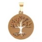 Médaille avec l'arbre de vie ajouré en acier inoxydable de couleur doré, Ø 1.9 cm.