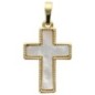 Croix en laiton doré supérieur et coquille naturelle H. 2 cm