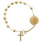 Bracelet en acier inoxydable doré Ø 6 mm avec médaille de St Benoit