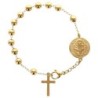 Bracelet en acier inoxydable doré Ø 6 mm avec médaille de St Benoit