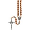 Chapelet de St Benoit sur corde grains bois ovale Ø 9 mm avec croix