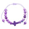 Bracelet sur corde réglable en pierre de jade blanc et turquoise synthétique avec croix. Différentes couleurs Ø 7 mm