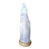 Lampe en cristal de Selenite avec socle bois en boite individuelle avec cordon et ampoule. Plusieurs tailles.