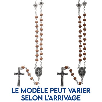 Chapelet grains rond en bois à 3 mm- pater avec l’Esprit Saint- Longueur jusqu'au coeur 28 cm- croix avec Christ-