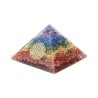 Pyramide Orgonite avec fleur de vie, L. 6 cm. Plusieurs pierres.