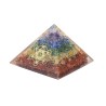 Pyramide Orgonite avec symbole metatron, L. 6 cm. Plusieurs pierres.