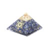 Pyramide Orgonite avec symbole metatron, L. 6 cm. Plusieurs pierres.
