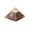 Pyramide Orgonite avec symbole metatron, L. 6 cm. Plusieurs pierres.