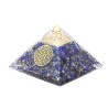 Pyramide Orgonite avec fleur de vie, L. 8 cm. Plusieurs pierres.