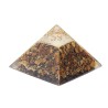 Pyramide Orgonite avec symbole Energie, L. 8 cm. Plusieurs pierres.