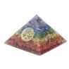 Pyramide Orgonite avec arbre de vie, L. 8 cm. Plusieurs pierres.