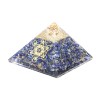 Pyramide Orgonite avec symbole metatron, L. 8 cm. Plusieurs pierres.