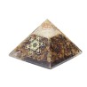 Pyramide Orgonite avec symbole metatron, L. 8 cm. Plusieurs pierres.