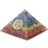 Pyramide Orgonite avec arbre de vie, L. 10 cm. Plusieurs pierres.