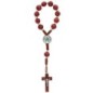 Dizainier sur corde grains rond de couleur marron, Ø 7 mm avec croix et Christ en métal.