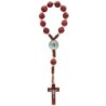 Dizainier sur corde grains rond de couleur marron, Ø 7 mm avec croix et Christ en métal.