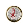Custode hosties en metal couleur doree plaque metal couleur argentee emaille PAX Ø 5 cm, 2 couleurs.
