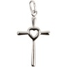 Croix de cou en argent 925 °/°° avec cœur au centre H. 2,5 cm (1,90 g). Livrée en boite.