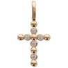 Croix de cou arrondie en plaqué or avec pierres OZ, H. 1.5 cm. Livrée en boite.