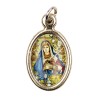Médaille métal couleur dorée ovale H.1,5 cm avec résine, plusieurs saints.