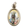 Médaille métal couleur dorée ovale H.1,5 cm avec résine, plusieurs saints.