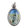 Médaille métal couleur argentée ovale H.2,5 cm avec résine, plusieurs saints.