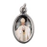 Médaille métal couleur argentée ovale H.2,5 cm avec résine, plusieurs saints.