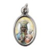 Médaille métal couleur argentée ovale H.2,5 cm avec résine, plusieurs saints.