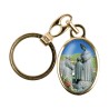 Porte-cles en metal couleur doree H. 3,8 cm avec resine couleur des saints.