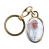Porte-cles en metal couleur doree H. 3,8 cm avec resine couleur des saints.