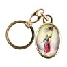 Porte-cles en metal couleur doree H. 3,8 cm avec resine couleur des saints.