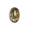 Plaque auto forme ovale H. 3,8 cm en metal avec resine, plusieurs saints.