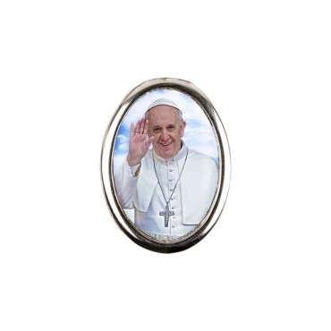 Plaque auto forme ovale H. 3,8 cm en metal avec resine, plusieurs saints.