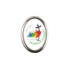 Plaque auto forme ovale H. 3,8 cm en metal avec resine, plusieurs saints.