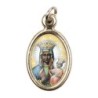 Médaille métal couleur dorée ovale H. 2,5 cm avec résine, plusieurs saints.