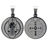 Medaille en acier inoxydable de couleur argentee, gravee au laser de saint Benoit . Plusieurs tailles.