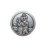 Mini plaque auto Ø 2.5 cm en metal couleur argentee. Plusieurs saints..