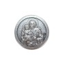 Mini plaque auto Ø 2.5 cm en metal couleur argentee. Plusieurs saints..