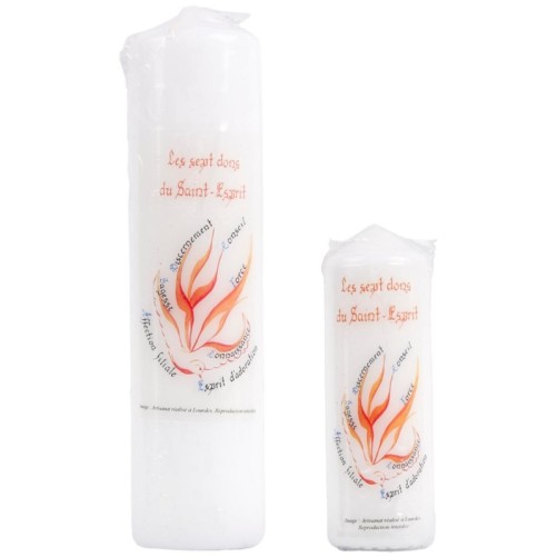 Bougie de confirmation blanche les 7 dons du saint Esprit. Plusieurs tailles..