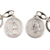 Porte-clés double face en métal couleur argentée Ø 3,2 cm saint Christophe et un saint.