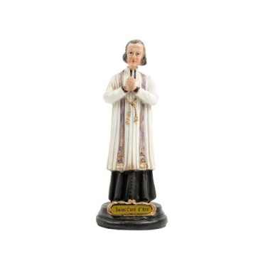 Statue du saint Curé d'Ars en résine peinte à la main.
