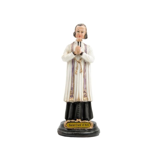 Statue du saint Curé d'Ars en résine peinte à la main.