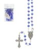 Chapelet en grains semi-cristal Ø 4 mm, chaîne avec croix et Christ, présenté dans un flacon en verre..