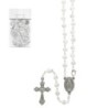 Chapelet en grains semi-cristal Ø 4 mm, chaîne avec croix et Christ, présenté dans un flacon en verre..