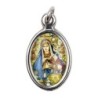 Medaille metal couleur argentee ovale H.1,5 cm avec resine, plusieurs saints.