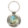 Porte-clés en métal couleur argenté de forme ronde Ø 3.8 cm. Livré en boite cadeaux. Existe avec différents Saints.