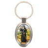 Porte-clés en métal de couleur argenté de forme ovale H. 4.3 cm. Livré en boite cadeaux. Existe avec différents Saints.